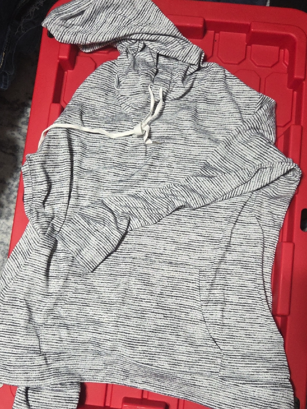 Market & Spruce Men’s Striped Zip-Up Hoodie in Gray and White